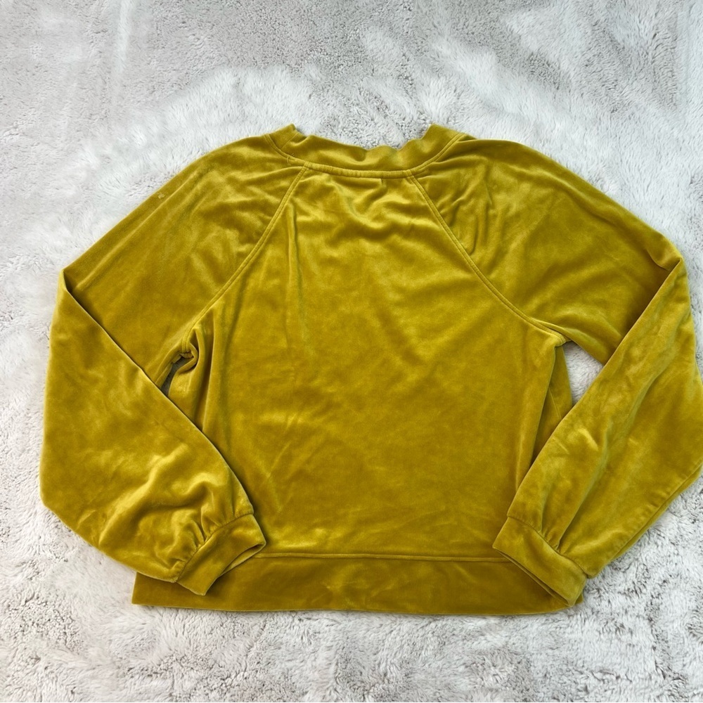 Anthropologie Saturday Sunday Mustard Yellow Velour Velvet Sweater Size Small - Picture 12 of 12
